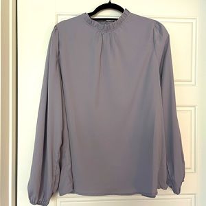 Large grey satin style peasant blouse